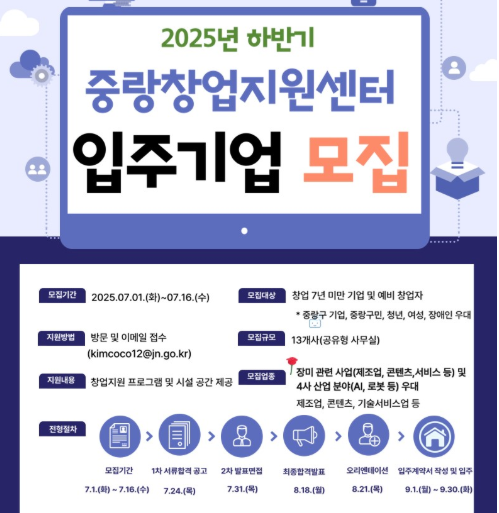중랑구, 창업아카데미와 입주기업 모집으로 창업 생태계 박차