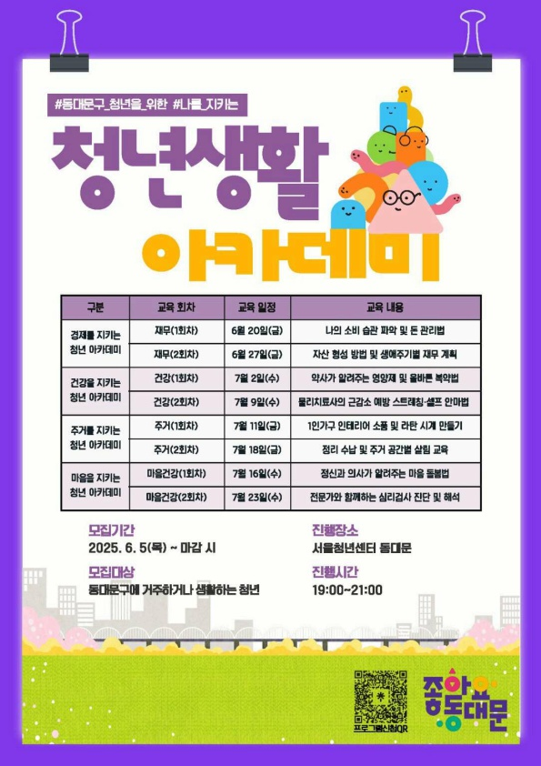 청년 실생활 맞춤 교육 ‘청년생활 아카데미’ 운영