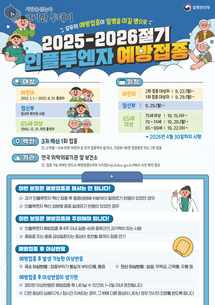 울산시, 인플루엔자 국가예방접종 9월 22일부터 단계적 시행