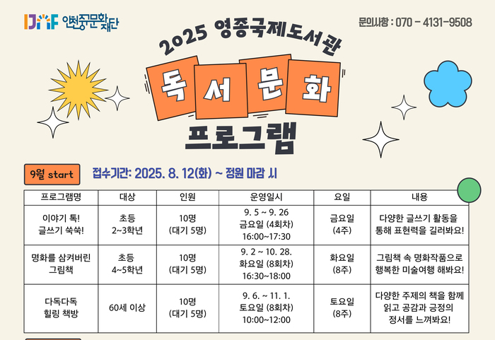 영종국제도서관, 전 연령 대상 ‘책으로 여는 공감과 성장’ 프로그램 운영
