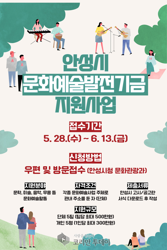 안성시, ‘2025 문화예술발전기금 지원사업’ 공모 실시
