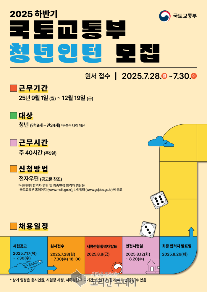 “청년아, 국토로 가자!” 국토교통부 하반기 인턴 150명 모집…9월부터 본격 출발