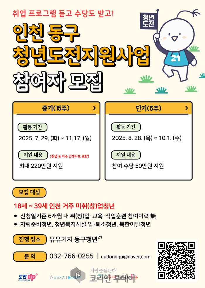 "포기하지 마, 다시 시작할 수 있어"…인천 동구, 청년도전지원사업 하반기 참여자 모집