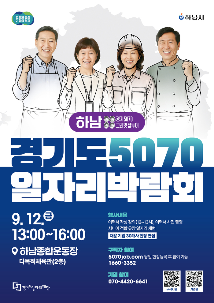 중장년 재취업의 희망… ‘2025 경기도 5070 일자리박람회 in 하남’ 9월 12일 개최