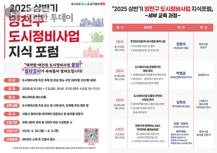 일타강사가 알려주는 재건축·재개발 핵심 노하우…양천구 “도시정비 지식포럼”