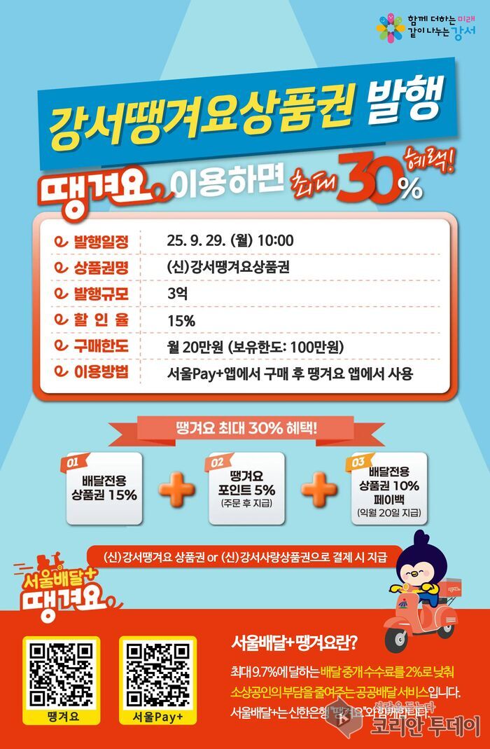땡겨요 상품권으로 최대 30% 할인…강서구, 지역경제 활성화 앞장