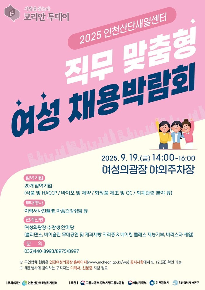 인천산단여성새로일하기센터, ‘2025 여성 채용박람회’ 개최